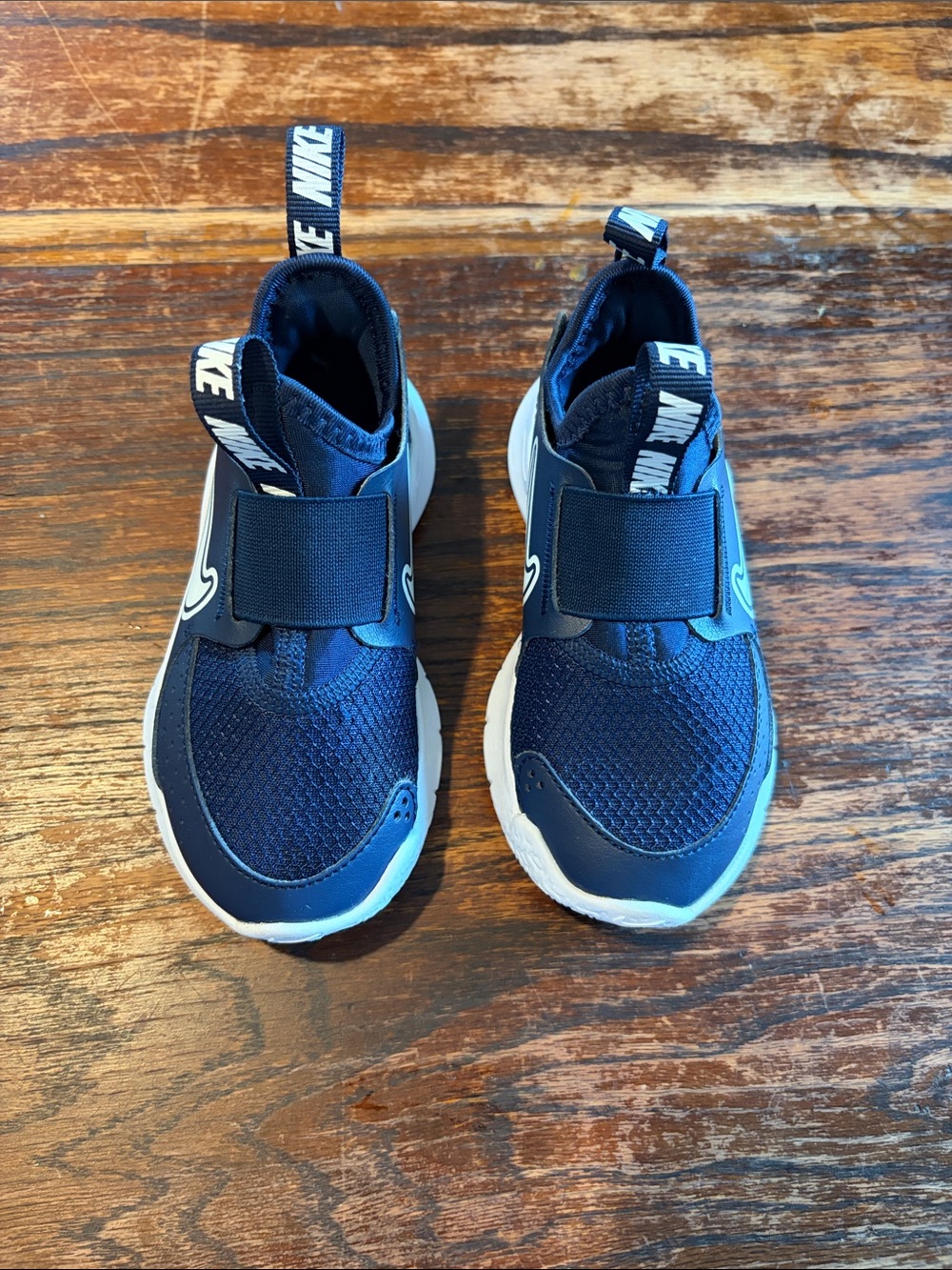 Nike Kids Navy Blue Slip-On Sneakers with White Soles